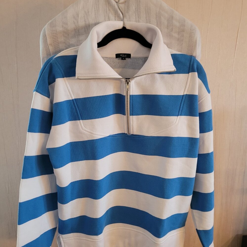 Rails Parker Quarter Zip Rugby Striped Sweatshirt